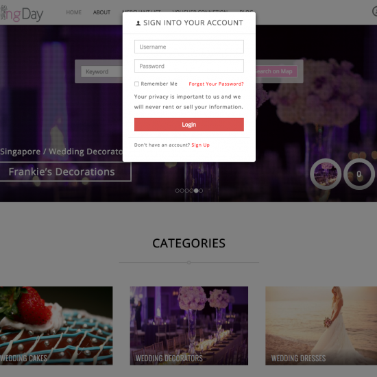 Weddingday Website Login