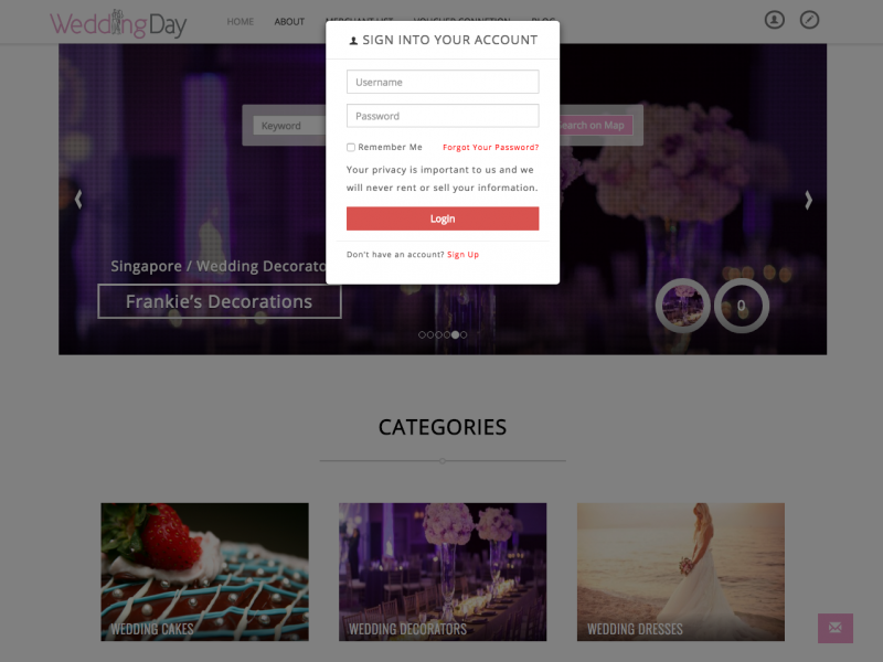 Weddingday Website Login